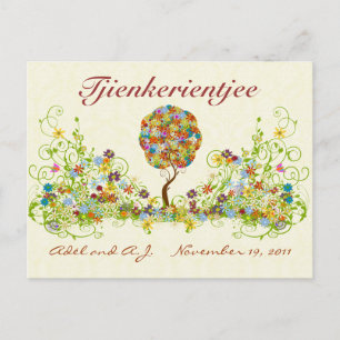 Patchwork Flower Kärlek Träd Tack-vykort Vykort