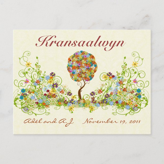 Patchwork Flower Kärlek Träd Tack-vykort Vykort (Framsida)