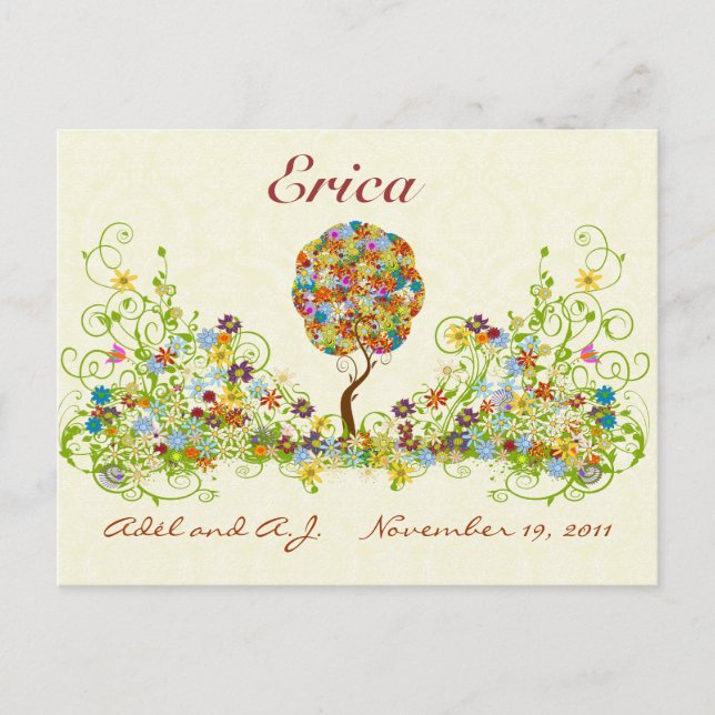 Patchwork Flower Kärlek Träd Tack-vykort Vykort (Framsida)