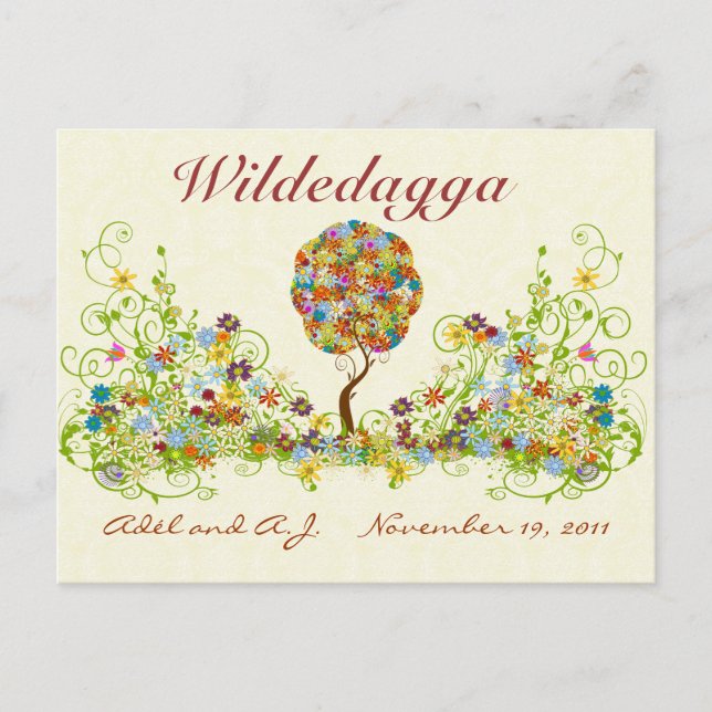 Patchwork Flower Kärlek Träd Tack-vykort Vykort (Framsida)