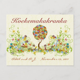 Patchwork Flower Kärlek Träd Tack-vykort Vykort