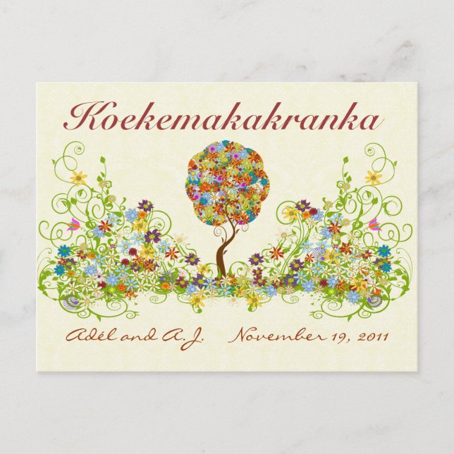 Patchwork Flower Kärlek Träd Tack-vykort Vykort (Framsida)