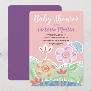 Patchwork Flowers Baby Shower-inbjudningar Inbjudningar