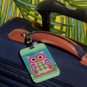 Patchwork Folk Art Uggla and Dots Bagagebricka
