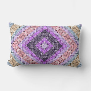 Patchwork folk retro ornamental decor violet grått lumbarkudde