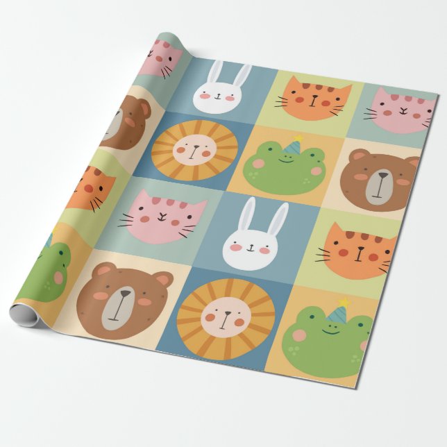 Patchwork for Cute Animals Presentpapper (Utrullad)