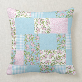Patchwork för Faux för för Apple blommarrosor och Kudde