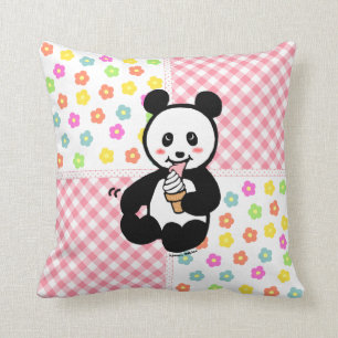 Patchwork för tecknad för Kawaii Pandaglass Kudde
