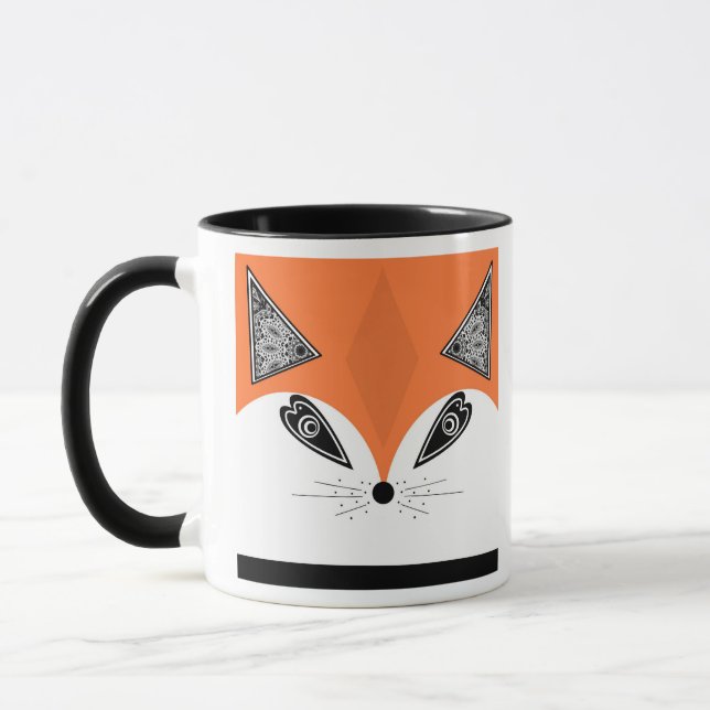 Patchwork Fox, applicque Fox, Fox, barns Mugg (Vänster)