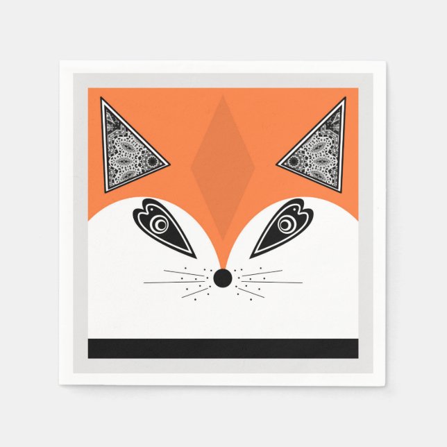 Patchwork Fox, applicque Fox, Fox, barns Pappersservett (Framsidan)