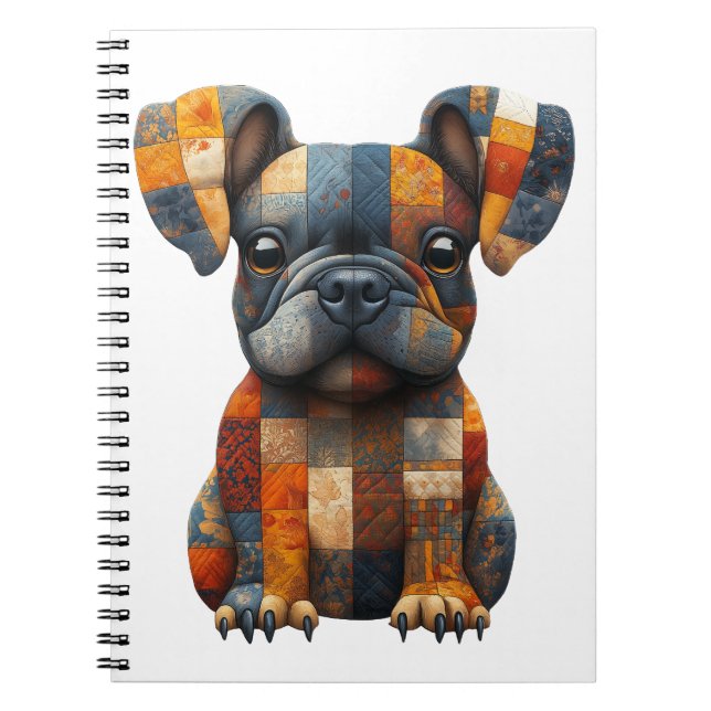 Patchwork Fransk Bulldog-anteckningsbok Anteckningsbok (Framsidan)