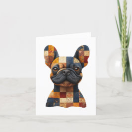 Patchwork Fransk Bulldog Hälsning Card Tack Kort