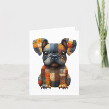Patchwork Frenchie Hälsning Card