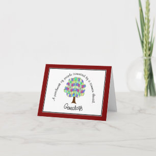 Patchwork Genealogy (Red) Note Card Kort