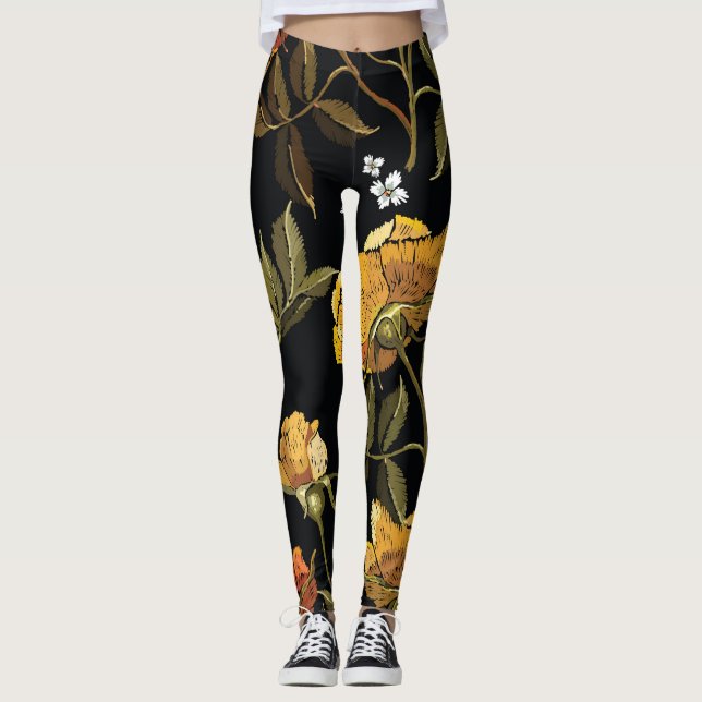 Patchwork Gentle: Hand Teckning Design Leggings (Framsida)