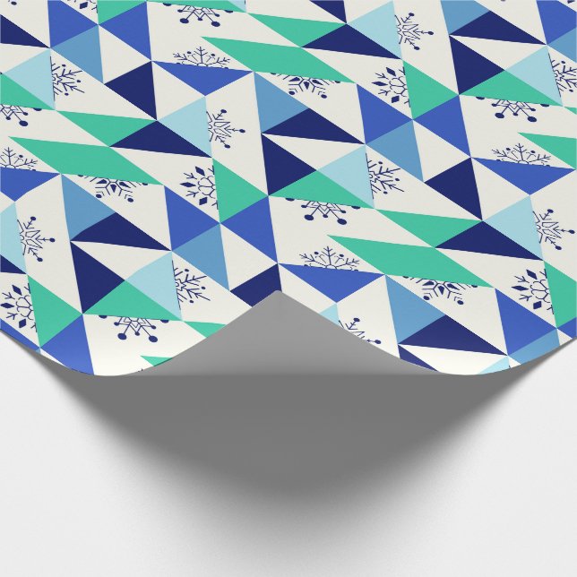 Patchwork Geometric Snöflingor - Light Background Presentpapper (Hörn)