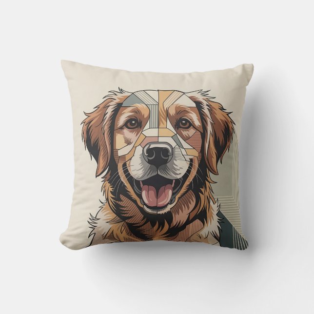 Patchwork Golden Retriever Varm Neutral Kudde (Framsida)