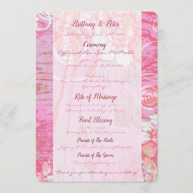 Patchwork Graffiti Bröllopsprogram Program (Framsida)