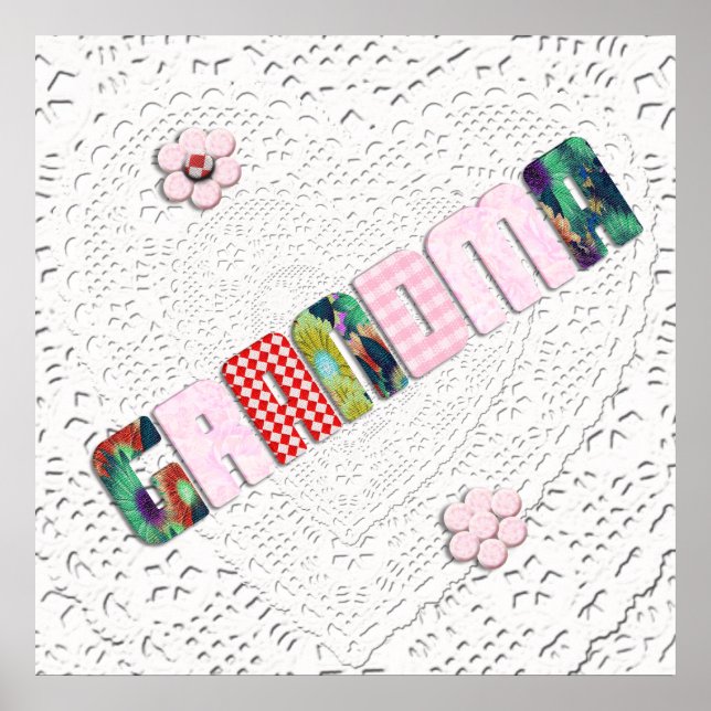 Patchwork "Grandma" på Snöre Poster (Framsidan)
