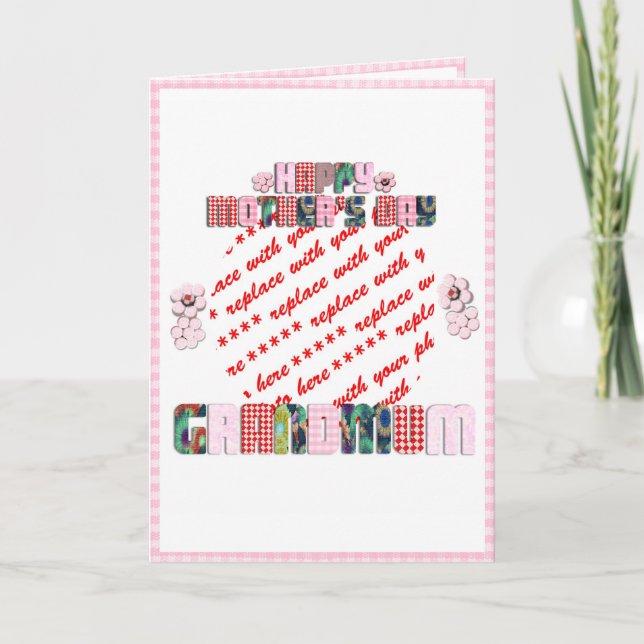 Patchwork 'Grandmum' Mors dag Photo Ram Kort (Framsida)