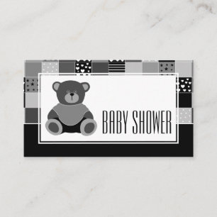 Patchwork Grått Bear, Baby Shower Biljett-inbjudan Tilläggskort