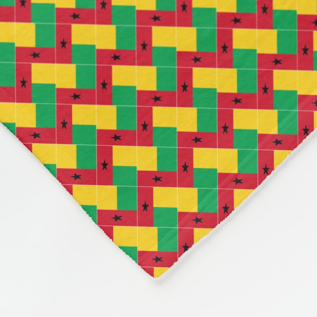 Patchwork Guinea-Bissau Flagga Mönster Fleecefilt (Hörn)