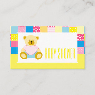 Patchwork Guld Bear, Baby Shower Biljett-inbjudan Tilläggskort