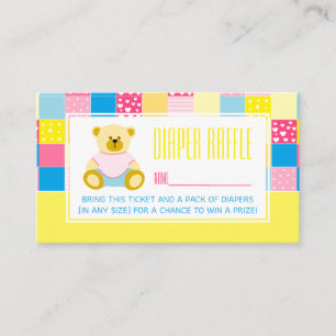Patchwork Guld Bear, Baby Shower Raffle Biljett Tilläggskort