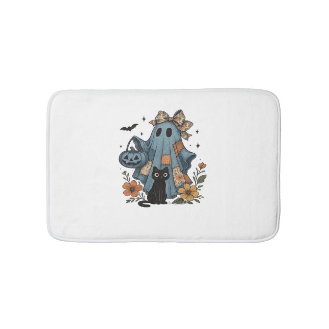Patchwork Halloween Ghost black Cat Essential T-Sh Badrumsmatta (Framsidan)