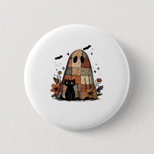 Patchwork Halloween-spöke svart katt Essential T-S Knapp
