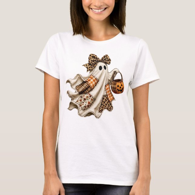 Patchwork Halloween-spöke T Shirt (Framsida)