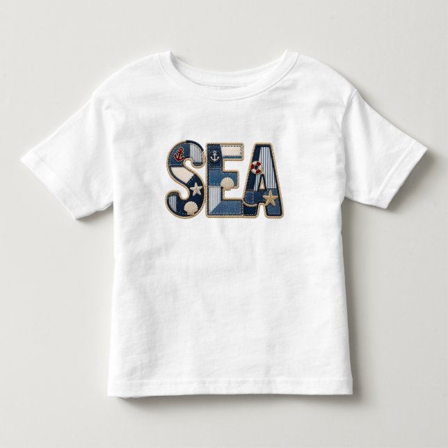 Patchwork Havsvirkad PNG Kustsömnadsdesign T Shirt (Framsida)