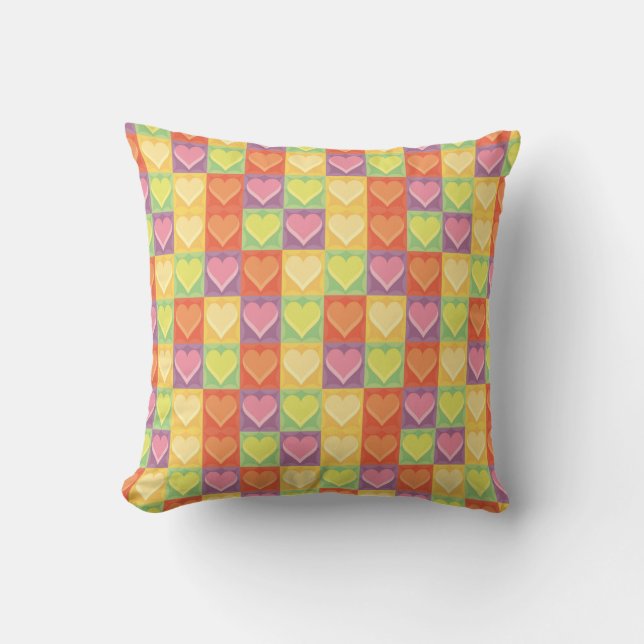 Patchwork Hearts Kudde (Framsida)