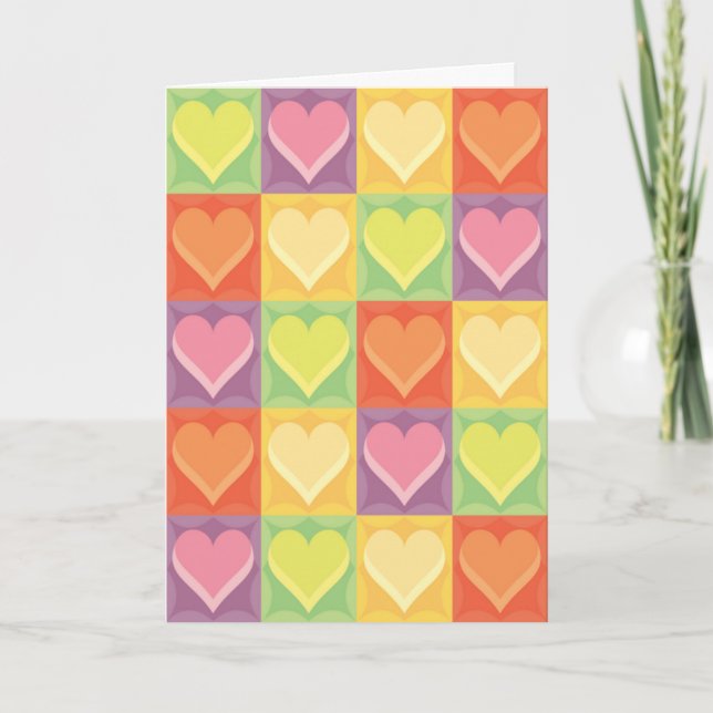 Patchwork Hearts Mors dag Card Kort (Framsida)