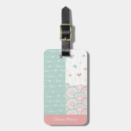 Patchwork Hearts Rainbow Pastel Kids Luggage Tag Bagagebricka
