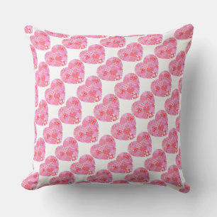 Patchwork Hearts White Dekorativ kudde
