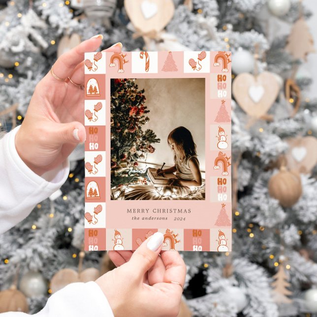 Patchwork Helgdag Motif Photo Helgdag Card Julkort (Skapare uppladdad)