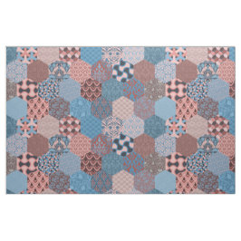 Patchwork Hexagons Cornblomma och Ro Tyg