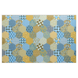 Patchwork Hexagons Gult och Blue Tyg