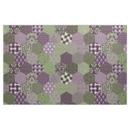 Patchwork Hexagons Lila och Grönt Tyg