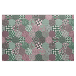 Patchwork Hexagons Raspberry och Gräs Tyg