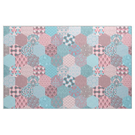 Patchwork Hexagons Rosa och Turkos Tyg