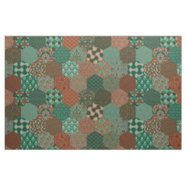Patchwork Hexagons Rust and Gräs Tyg