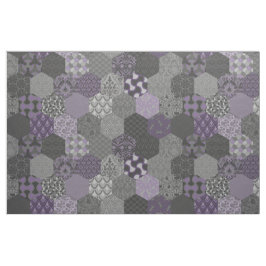 Patchwork Hexagons Violet och Grått Tyg
