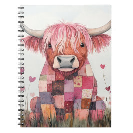 Patchwork Highland Cow Valentine Anteckningsbok