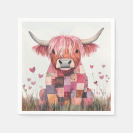 Patchwork Highland Cow Valentine Pappersservett
