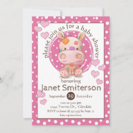 Patchwork Hippo Baby Shower, rosa Inbjudningar