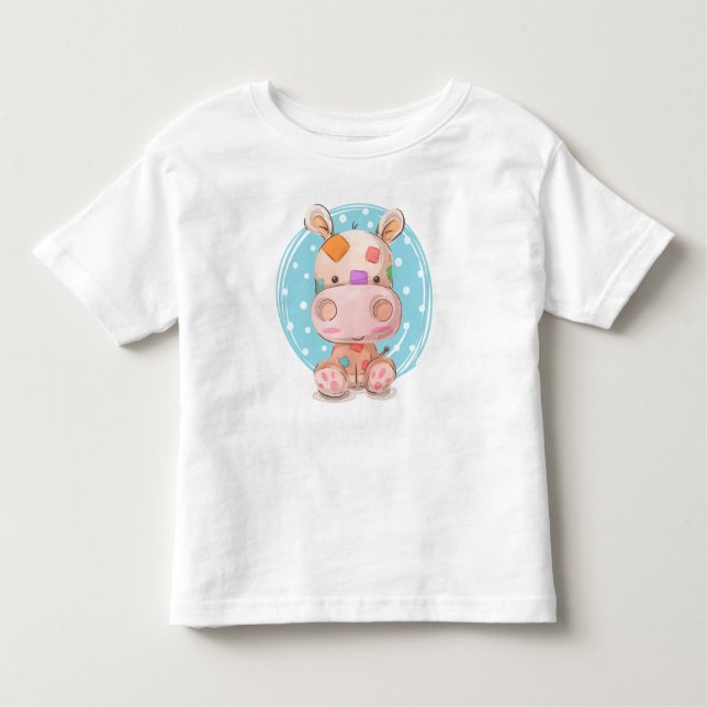 Patchwork Hippo Blue T Shirt (Framsida)