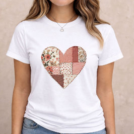Patchwork Hjärtan Alla Hjärtans Dag T Shirt