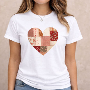 Patchwork Hjärtan Alla Hjärtans Dag T Shirt